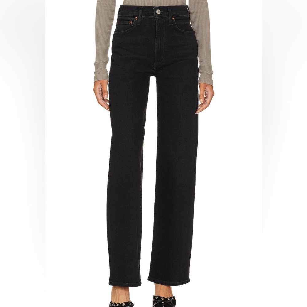 Agolde Harper Mid Rise Wide Straight Jeans in Hush